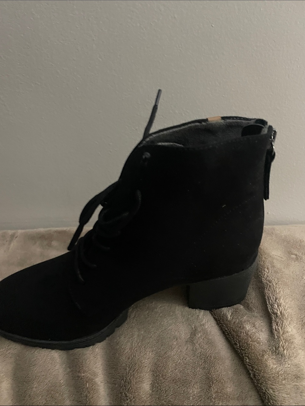 Dr. Scholl's Black Suede Lace-Up Ankle Booties